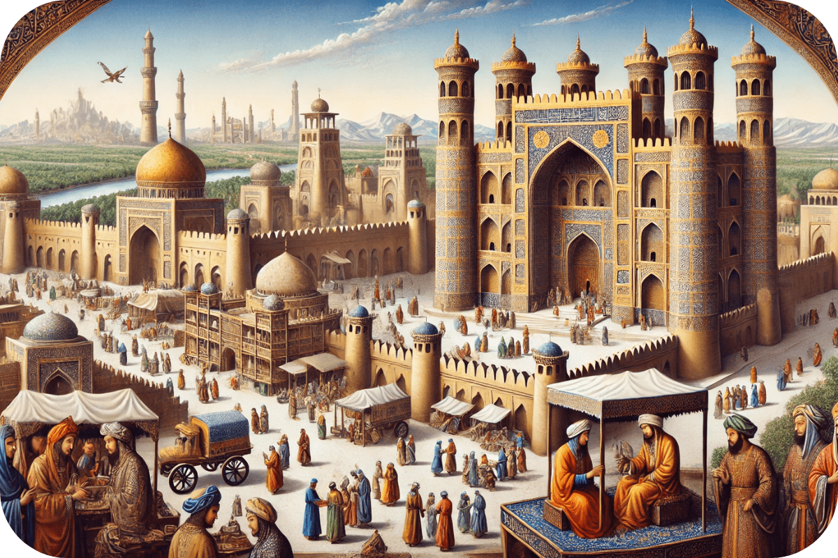 Historical representation of zengid dynasty with an Islamic fortress