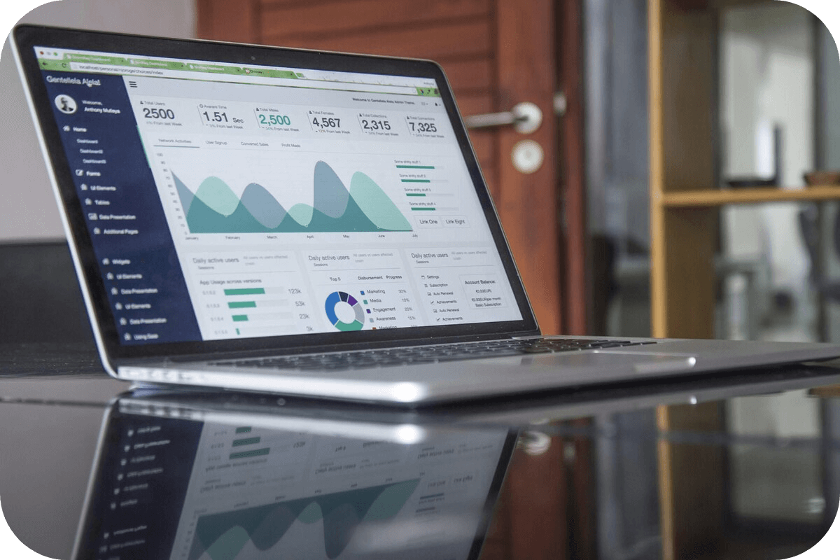 A laptop showcasing an online store's analytics