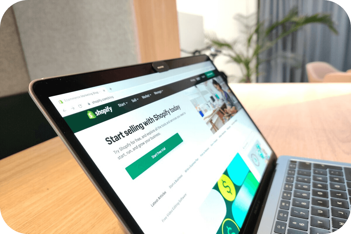 A Shopify Store tab on laptop screen