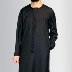 Perfect Gift This Thobe captures the spirit of simplicity, mobility, and practicality, reflecting the everyday wearability of the Thobe. This garment is both rooted in tradition and suited for modern, active lifestyles, much like the nomadic way of life that has shaped Emirati culture. Material: Wool and Polyester blendFeatures:Embroidery on the chest and sleevesHidden zip for a seamless designDetachable tasselSide pockets