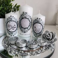 Islamic gifts  Personalised Henna Candle - Set of 7 - Islamic Gift - Wedding Gift Decoration - Hajj Umrah Gift at Riwaya