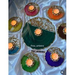 Islamic gifts  Resin mehandi plates - Set of 8 - Resin Plates - Resin Mehndi Tray - Mehndi Coasters - Mehndi Plates - Nikkah Mehndi Tray at Riwaya