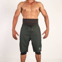 Perfect Gift The Akhi Wear Lightweight Awrah Swim Shorts are designed for comfort, modesty, and performance in the water. Crafted from quick-drying, breathable fabrics, they provide reliable coverage from the navel to the knees in line with Shariah guidelines. Perfect for swimming, the beach, sauna, or steam room, these versatile shorts also allow for light physical activity and casual wear. ✨ Key Features Shariah Compliant: Provides full coverage from the navel to the knee, aligning with Islamic guidelines.Lightweight & Quick-Drying: Breathable 100% polyester outer fabric designed for swimming and water-based activities.Adjustable Comfort: Elastic waistband with a drawstring for a secure and customisable fit.Practical Storage: Zipped side pockets to safely store small essentials while on the move.Supportive Inner Layer: 80% polyester, 20% spandex blend for flexibility, support, and a secure fit. Which Shorts Are Right for You? Lightweight Awrah Swim Shorts: Designed for swimming, the beach, sauna, and steam room. Lightweight, breathable, and quick-drying. Suitable for light physical activity and casual wear.Activewear Awrah Shorts: Made with a slightly thicker, more durable fabric for all types of training and sports. Includes longer inner leggings to ensure full coverage, even during deep stretches and exercise such as squats. Size chart: SizeWaist (in.)S30-32M32-34L34-36XL36-38XXL38-40