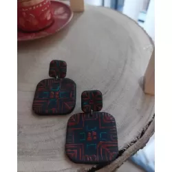 Islamic Gifts Hand-made Palestinian Clay Tatreez- Embroidery Earrings at Riwaya