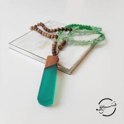 Islamic gifts  Green Cat Eye & Wood Tasbih - Muslim Prayer Beads - 99 Beads Tasbih - Islamic Gifts at Riwaya