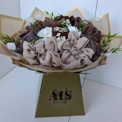 Islamic gifts  Floral Brown Chiffon Hijab Bouquet | Eid/Ramadan Gift | Umrah/Hajj Gift | Islamic Gift For Graduation | Birthday/Eid Gift | Islamic Gifts | Islamic Handmade Gift for Her at Riwaya