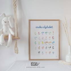 Islamic gifts Colorful Arabic Alphabet Poster - Digital Download - Islamic Decor - Islamic Wall Art - Islamic Calligraphy Wall Art at Riwaya