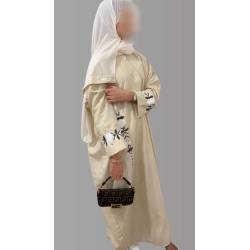 Perfect Gift Ivory Grace is a timeless and elegant women's blouse that exudes sophistication. Made from luxurious linen fabric, makes it perfect for any occasion. Key Points: Fabric: Crafted from high-quality linen for a soft, breathable feelHijab: Included with the AbayaInstructions: Hand wash in cold water, air dry, avoid wringingModel Information: Our Model is 158cm (5ft 2in) tall and wears a size 54.&nbsp; Size chart: Person Height (cm)Person Height (ft)Sleeves from Neck (inch)Bust / Chest (inch)Recommended Size152 – 1545 – 5’126.54152157 – 1605’2 – 5’3274254162 – 1655’4 – 5’527.54456167 – 1705’6 – 5’7284558172 – 1755’8 – 5’928.54760