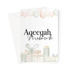 Islamic gifts Aqeeqah Mubarak Greeting Card at Riwaya