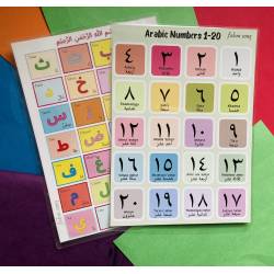 Perfect Gift A combo of beautiful Arabic alphabet and number charts which helps your child to learn the arabic language. It is laminated to ensure durability.