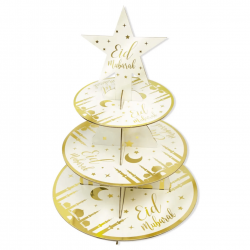 Islamic gifts Gold Foiled 3 Tier Eid Mubarak Cupcake and Treat Stand - Eid Themed Treat Stand - Eid Decor - Eid Decoration at Riwaya