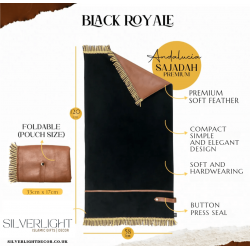 Islamic gifts Andalucia Black Royale (Now Longer) - Medium Size -  Foldable Premium Portable Prayer Mat Set Leather Backed - Portable Prayer Mat at Riwaya