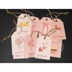 Islamic gifts  Eid Gift Tags - Pink - Pack of 9 - Eid Tags - Eid Party Tags - Islamic Tags - Islamic Gift Tags - Eid Celebration Tags at Riwaya