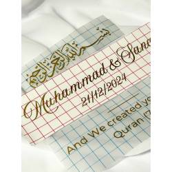 Islamic gifts  Luxury Personalised Custom Sign Vinyl Islamic Name Engagement Plate Custom l Nikkah Tray Decor l Islamic Arabic Label Sticker at Riwaya