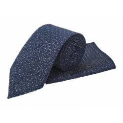 Perfect Gift DESCRIPTION A unique suit accessory set by SI. This cobalt blue and sky blue polka dot tie with a matching pocket square will add character to your formal attire perfect for any occasion and season. Also available in other colours.&nbsp; Tie width: 7.5cm Pocket square width: 21cm Pocket square length: 21cm MATERIAL AND CARE Material information: 100% Microfiber