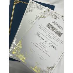 Islamic gifts  A4 Elegant Personalised Islamic Nikkah Nama Certificate | Nikkah Certificate - Matching Gold Silver Pen Nikkah Certificate - Nikkah Gift - Muslim Couple Gift at Riwaya