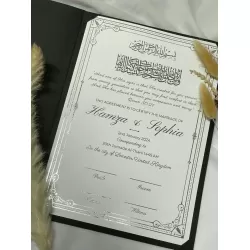 Islamic gifts  A4 Elegant Personalised Islamic Nikkah Nama Certificate | Nikkah Certificate - Matching Gold Silver Pen Nikkah Certificate - Nikkah Gift - Muslim Couple Gift at Riwaya