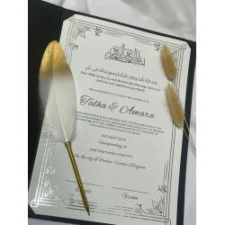 Islamic gifts  A4 Elegant Personalised Islamic Nikkah Nama Certificate | Nikkah Certificate - Matching Gold Silver Pen Nikkah Certificate - Nikkah Gift - Muslim Couple Gift at Riwaya