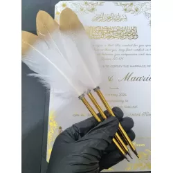 Islamic gifts  Elegant Gold Dipped Feather Ballpoint - Nikkah Pen Sign - Nikkah Guestbook Pen - Nikkah Certificate Pen - Islamic Marriage, Engagement Gold Dipped Feather Ballpoint at Riwaya