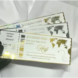 Islamic gifts  Hajj Umrah Gift Boarding Pass | Personalised Islamic Travel Voucher | Eid Gift for Muslims | Ramadan Surprise | Hajj Gifts | Foiled or Printed at Riwaya