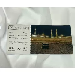 Islamic gifts  Hajj Umrah Gift Boarding Pass | Personalised Islamic Travel Voucher | Eid Gift for Muslims | Ramadan Surprise | Hajj Gifts | Foiled or Printed at Riwaya