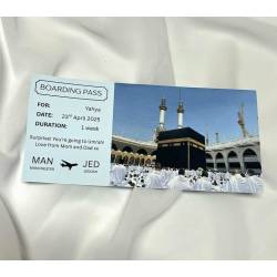 Islamic gifts  Hajj Umrah Gift Boarding Pass | Personalised Islamic Travel Voucher | Eid Gift for Muslims | Ramadan Surprise | Hajj Gifts | Foiled or Printed at Riwaya