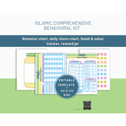 Perfect Gift Welcome and thanks for visiting us ⭐️ This product includes two PDF formats:**an A3 poster and A4 version.**This digital duo is comprehensive set of tools that will**nurture positive habits**Easily track progress**assign tasks**monitor activities**through a Behavior Chart, Daily Chore Chart, Salah and Azkar Tracker, while motivating with a rewarding star-based system.