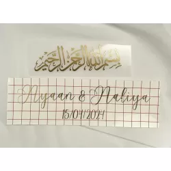 Islamic gifts  Luxury Personalised Custom Sign Vinyl Islamic Name Engagement Plate Custom l Nikkah Tray Decor l Islamic Arabic Label Sticker at Riwaya