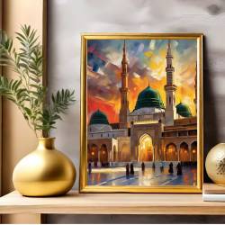 Islamic gifts Al Masjid An Nabawi Mosque, Al Haram, Rawdah, Islamic Architecture, Madina Saudi Arabia, Beige, Boho wall art, Islamic Decor, Modern Islamic Decor, Muslim Printable, Poster at Riwaya