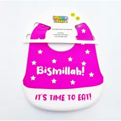 Perfect Gift 'Bismillah' Silicone Food Catcher Baby Bibs Features: 6 position fasteningFoldableDishwasher safeStainproofLightweight, high quality siliconeFood Safe / BPA free