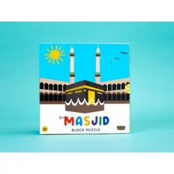 Perfect Gift Build a Masjid Block Puzzle includes 9 colourful blocks with 6 fun illustrations of Masjids from around the world. Turn the blocks in the right direction to complete the picture. These blocks are beautifully illustrated with images and names of the different Masjids to play and learn. Perfect for developing motor and problem solving skills. Play in various ways, whether its to stack towers, complete a picture or as decoration in the nursery. Comes packed in a beautiful gift box with window Specifications: Single block dimensions: 6x 6 x 6 cm Complete puzzle dimensions: 18.5 x 18.5 x 6 cm Material: Grey board