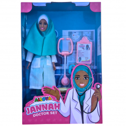 Perfect Gift **Empowering Role Play**: &nbsp;- This set empowers young girls to envision themselves in the inspiring role of a doctor. Complete with a hijab and medical accessories, it promotes the idea that they can achieve their dreams while staying true to their cultural and religious values. - ** Empathy & Social Processing Skills **: This doll set is an excellent tool for teaching little girls empathy and respect. Through play, they will learn to appreciate and honor different behaviors, choices, beliefs, and cultures. By fostering these values, schools and communities can become more equitable and peaceful, embracing diversity in religion, culture, language, and background. - **Educational and Fun**: &nbsp;- Packed with realistic doctor accessories, such as a stethoscope, syringe, and thermometer, this set not only provides hours of imaginative play but also teaches children about medical tools and their uses, fostering an early interest in healthcare. - **Cultural Representation**: &nbsp;- Featuring a beautifully designed hijab, this doctor set offers cultural representation and reinforces the importance of modesty. It helps children see themselves in professional roles and encourages respect for diverse appearances. - **Perfect Gift for Aspiring Doctors**: - This unique and thoughtful set makes an ideal gift for Ramadhan, Eid, or any special occasion. It combines the excitement of role play with cultural pride, making it a cherished addition to any child's toy collection. &nbsp;