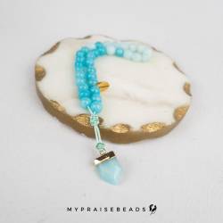 Islamic gifts  Shades of Amazonite Bracelet - 33 Beads - Include Luxury Pouch and Gift Box - Muslim Prayer Beads - Islamic Gifts - Islamic Tasbihs - Muslim Tasbeeh - Luxury Tasbih - Luxury Prayer Beads at Riwaya
