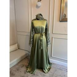 Perfect Gift Stunning sage green abaya dress  lace detailed sleeve Available in all sizes,  Please leave a note and message at checkout of length and size required from below. Length 52,54,56,58,60 Size  S (8-10) M (10-12) L (12-14) XL (14-16) XXL- (16-18) XXL- (18-20)