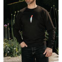 Perfect Gift Make a powerful statement with our Palestine Map Coordinates Top, available as either a sweatshirt or a T-shirt, designed to honour and highlight the undeniable existence of Palestine. This black garment features a striking front design: the map of Palestine in the vivid colours of the Palestinian flag, black, white, green, and red, crafted with high quality threads and vinyl. On the back, you'll find the precise geographic coordinates of Palestine, a bold and factual reminder that Palestine exists and cannot be erased. This distinctive detail transforms a simple item of clothing into a meaningful declaration.