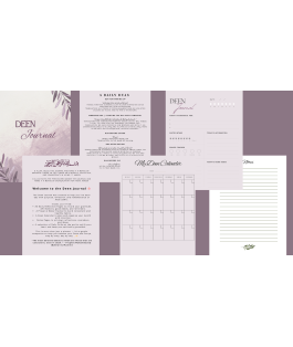 Perfect Gift Assalāmu ʿalaykum!The Deen Journal was designed to help you live each day with purpose, reflection, and remembrance of Allah (SWT). Inside, you’ll find:   30 Daily Reflection Pages&nbsp;- to record your gratitude, affirmations, good deeds, and reminders.   Prayer & Water Tracker&nbsp;- to build consistent and healthy habits.   Deen Calendar&nbsp;- to plan and organise your month with intention.   Notes Pages&nbsp;- to jot down reflections, reminders, and ideas.   Daily Du’as Collection&nbsp;- to uplift your heart and keep you spiritually grounded.   This is more than just a planner, it’s a gentle companion to help you balance your Deen and Dunya, step by step, day by day. “The most beloved deeds to Allah are those that are consistent, even if small.”-Prophet Muhammad (peace be upon him) [Bukhari & Muslim]