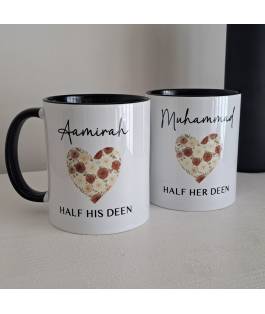 Perfect Gift Half Her Deen/Half his Deen Mug Set | Personalised Wedding Mug Set (Set of 2), great for anniversaries, weddings and more In the personalisation section please type the names you would like on the mug and the date also. 7-10 days delivery No refunds on personalised goods