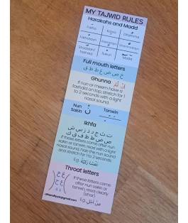 Perfect Gift Tajweed Bookmark – Quran Reading Guide | Islamic Gift | Arabic Letters Colour Code | Perfect for Ramadan, Eid, or Everyday Use - Tajwid Bookmark Features:Clear Tajweed colour code with Arabic examples and explanations.Compact and lightweight – fits neatly inside any Quran.Gloss finishIdeal for students, teachers, and Quran readers at any level. Size:150 mm × 50 mm (standard bookmark size)
