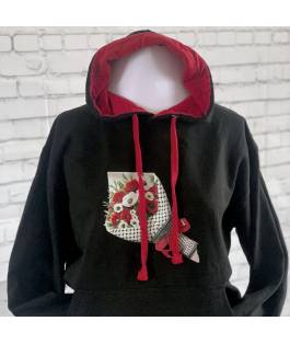 Perfect Gift Introducing our exclusive Olives & Poppies Hoodie. &nbsp;This beautiful black hoodie, has a striking red-lined hood and matching ties and is an embodiment of art, culture, and solidarity. The focal point of this unique hoodie is a captivating image featuring a delicate arrangement of poppies and olives wrapped in paper, adorned with a keffiyeh-inspired design. The rich symbolism of poppies and olives, coupled with the keffiyeh pattern, creates a visual narrative advocating for peace in solidarity with the people of Palestine. Available in sizes small - xxl N.B: As all apparel is printed in-house please allow up to 2 weeks for delivery. Should you need the items sooner, please contact us and we do our best to help you Insha Allah.