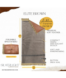 Islamic gifts Elite Brown (Now Longer) - Medium Size -  Foldable Premium Portable Prayer Mat Set Leather Backed - Portable Prayer Mat at Riwaya
