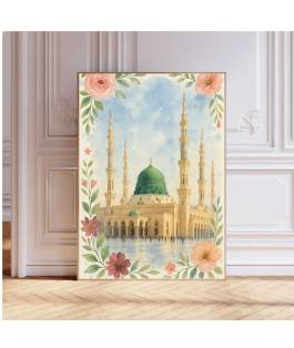 Islamic gifts Al Masjid Nabawi Art | Al Nabawi Mosque | Prophets Mosque Watercolour | Madina Art | Islamic Boho Pastel | Muslim Printable Gift Mothers Day at Riwaya