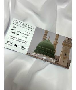 Islamic gifts  Hajj Umrah Gift Boarding Pass | Personalised Islamic Travel Voucher | Eid Gift for Muslims | Ramadan Surprise | Printed Design at Riwaya