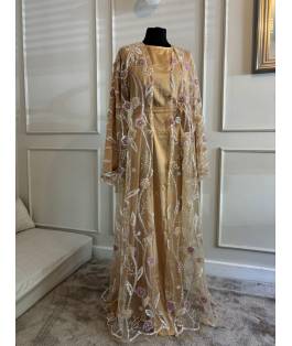 Perfect Gift *SALE ORIGINAL PRICE £120  Gorgeous beaded abaya   4 piece including   Hijab, belt, full sleeve inner and open beaded abaya with buttons. Available to order in 52 54 56 Modest fit. 