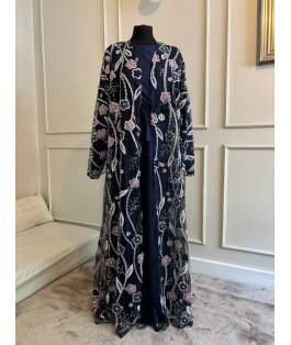 Perfect Gift *SALE ORIGINAL PRICE £120Gorgeous beaded abaya  4 piece including  Hijab, belt, full sleeve inner and open beaded abaya with buttons. Available to order in 52 54 56 Modest fit. 
